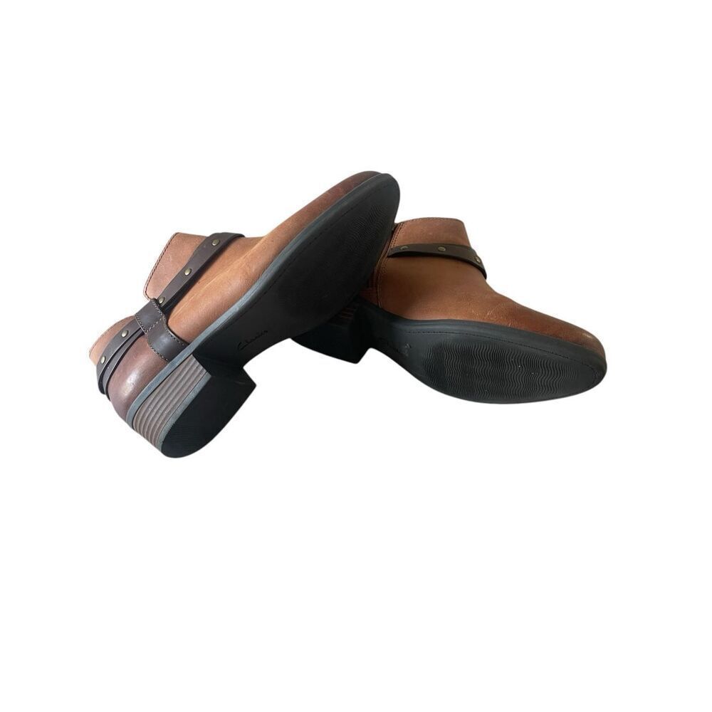 Clark’s Collection Addiy Zoei Brown Leather Ankle Boots Women’s Sz 8 8M Booties - Picture 7 of 8